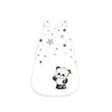 Herding Baby Best Baby-Schlafsack, Panda Motiv, 70 cm, Seitlich umlaufender Reißverschluss und Druckknöpfe, Weiß