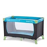 Hauck Dream’n Play / Reisebett 3-teilig 120 x 60 cm / ab Geburt bis 15 kg / inkl. Matratze, Tragetasche (faltbar, tragbar, leicht & kippsicher) / Waterblue (Blau)